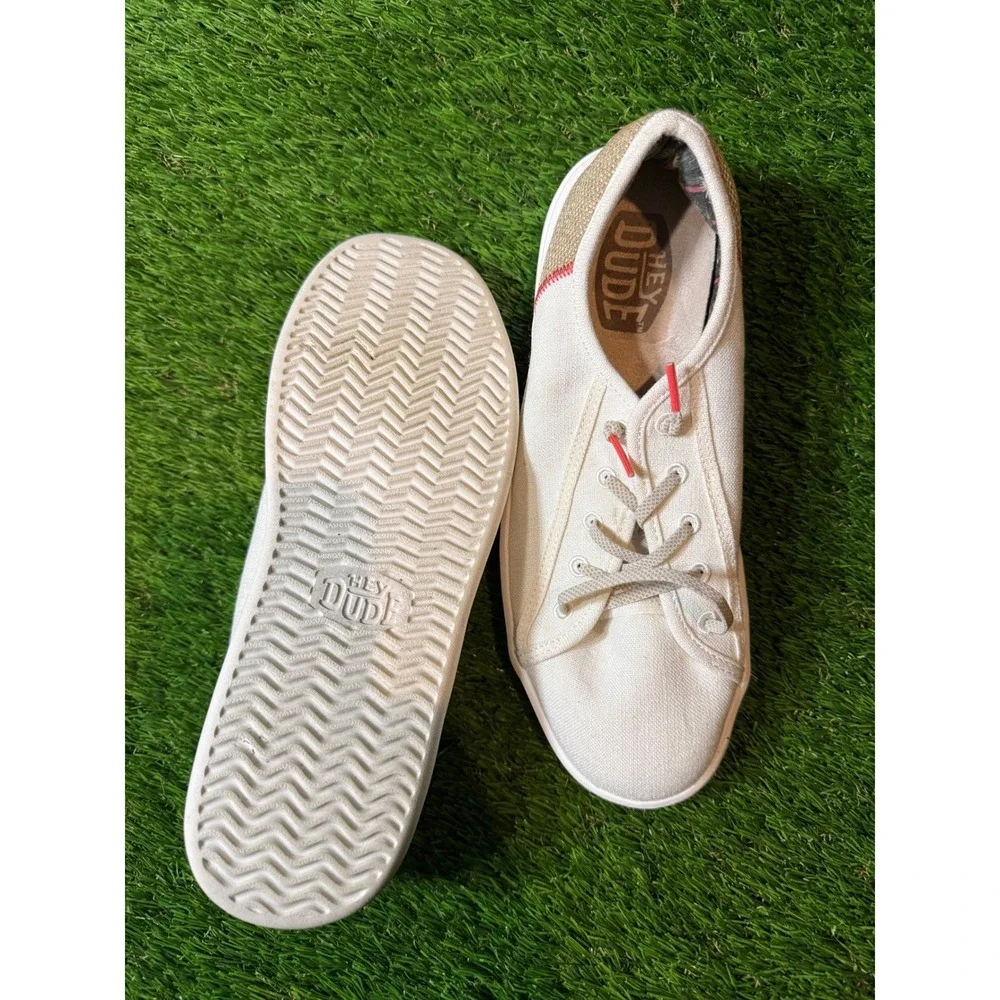 Hey Dude Wally Sox Canvas Lace Up Shoes‎ White Men's Size 10